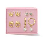 Set-x4-aretes-para-ni�a-ba�ados-en-oro-de-24K