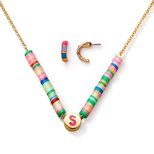 Estuche Collar + Aretes Colorful Letter S