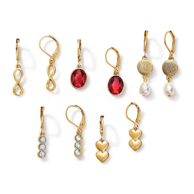 set-de-aretes-x5-en-ba�o-de-oro-de-24k-con-detalles-plateados-y-rojos