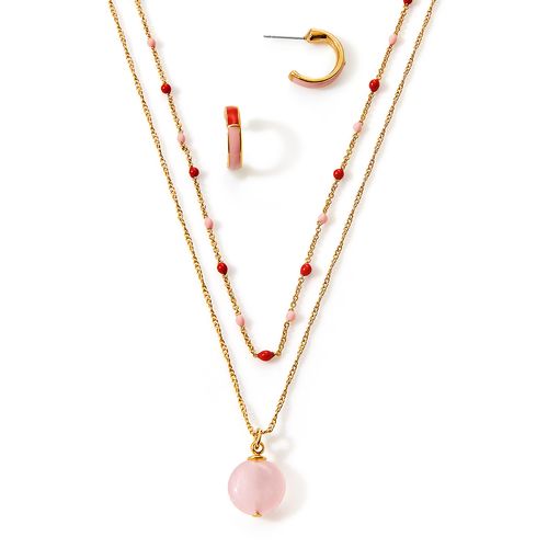 Set Collar + Aretes Cherry Gold