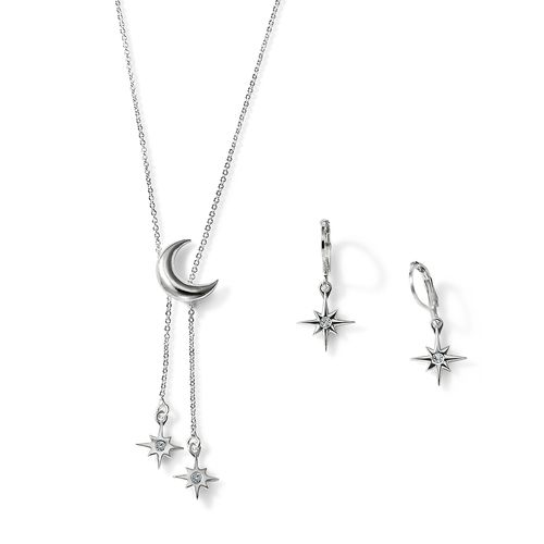 Set Collar + Aretes Luna Mia Silver