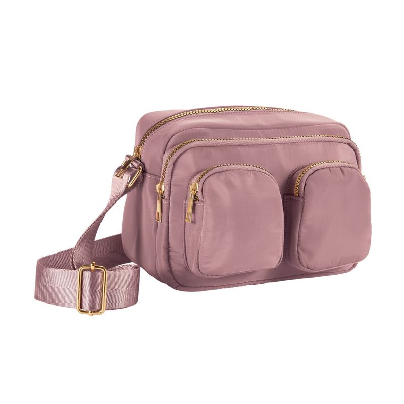 Bolso-para-mujer-Alanya-diseñado-en-tela-poliester-rosa-con-asa-removible-y-cuatro-bolsillos.-