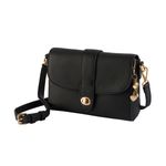 Mini-bolso-Eleana-en-cuero-negro-con-bolsillos-tapa-con-broche-y-colgante-metalico-removible.